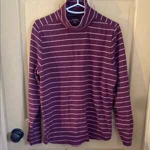 Talbots Maroon and White Turtleneck